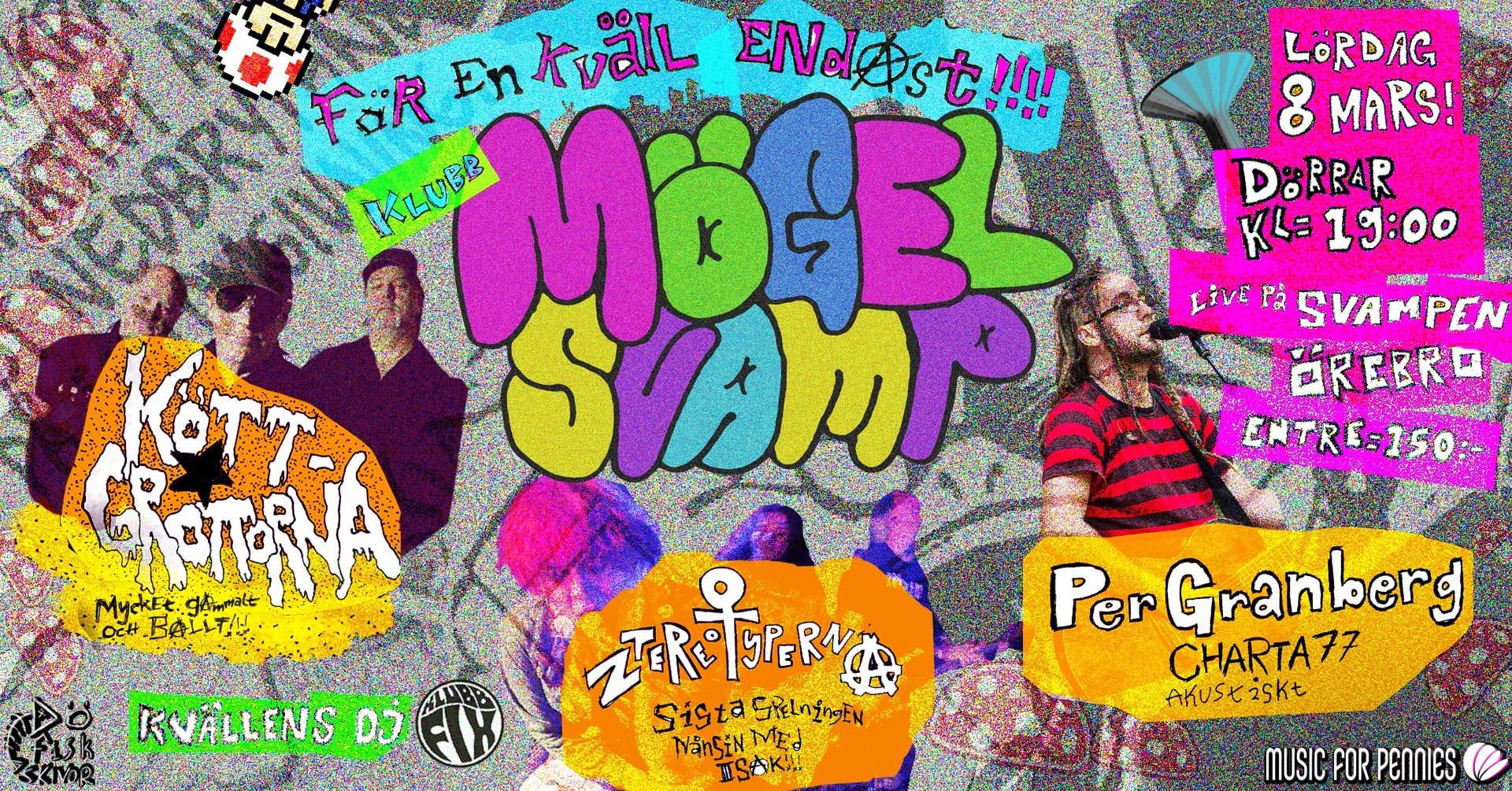 Klubb Mögelsvamp: Köttgrottorna | Per Granberg (Charta 77) | Ztereotyperna | Dj: Klubb Fix
